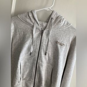 Montra Zip Cropped Sweatshirt (L) Stone Heather